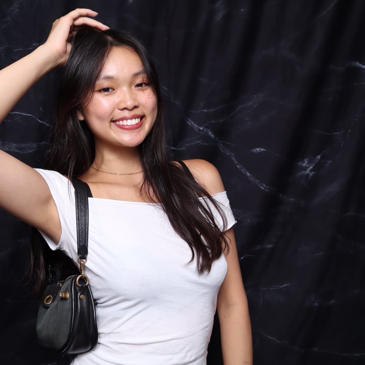 a playful solo pose